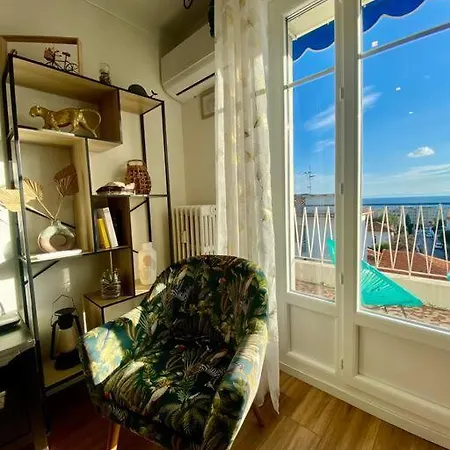 2p Vue Mer- 5min Plage, Terrasse, Ac, Parking Apartamento Nice